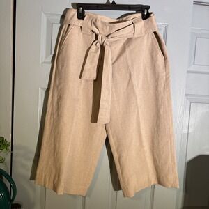 Harve Bernard Goucho Pants With Tie Sz 8. Linen Blend